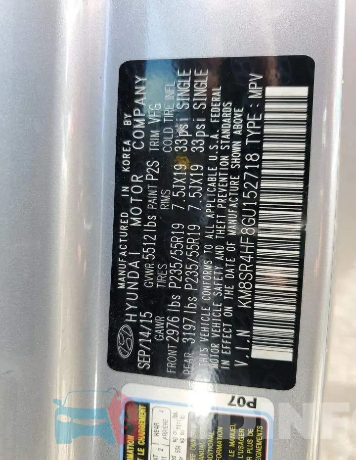 KM8SR4HF8GU152718 Photo# 12