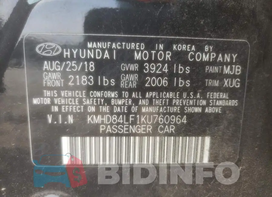 KMHD84LF1KU760964 Photo# 13