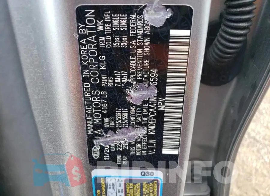 KNDEPCAA1M7176594 Photo# 14