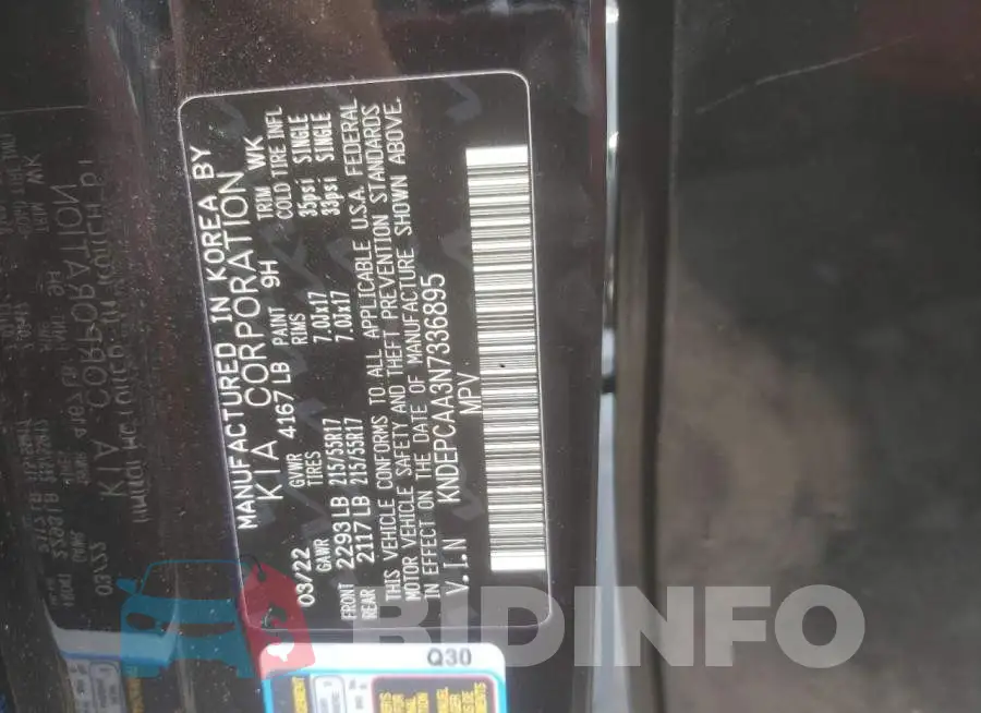 KNDEPCAA3N7336895 Photo# 13