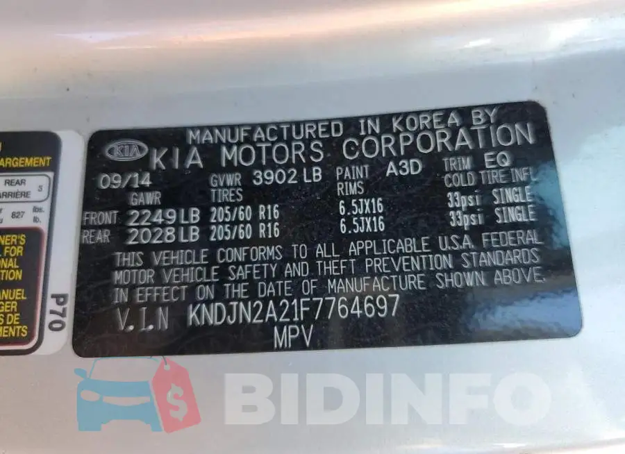 KNDJN2A21F7764697 Photo# 12