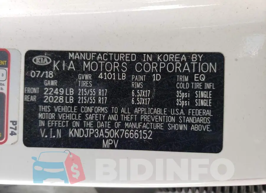 KNDJP3A50K7666152 Photo# 12