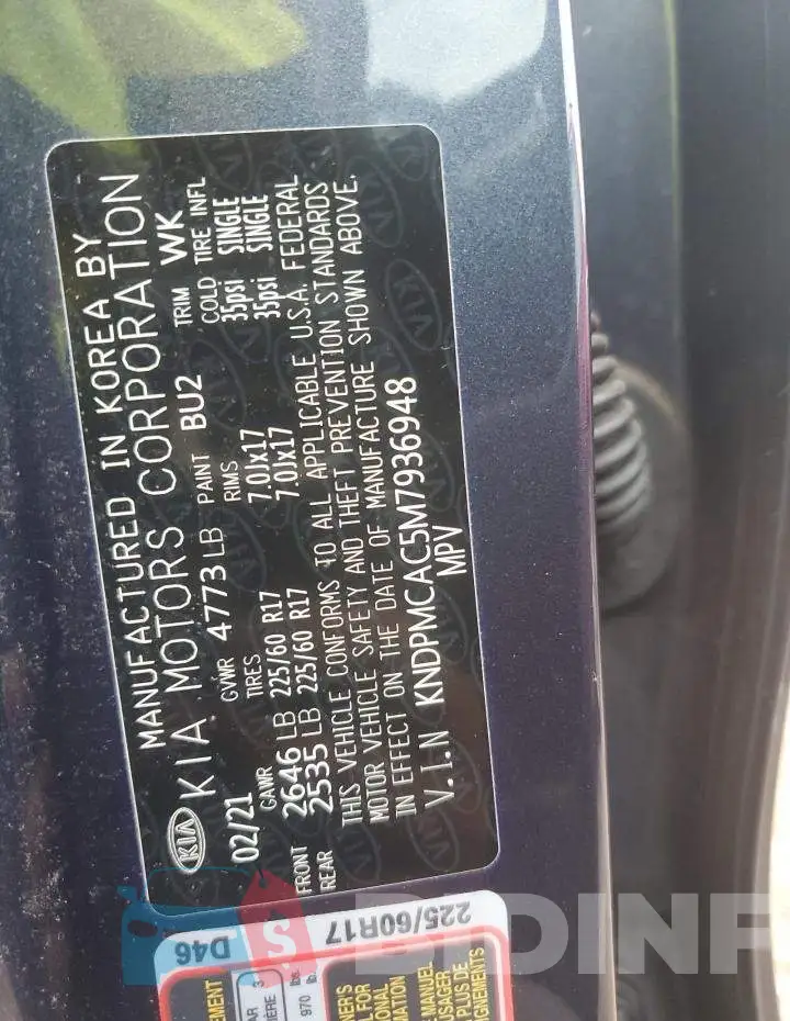 KNDPMCAC5M7936948 Photo# 12