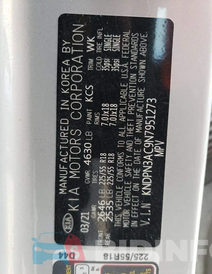 KNDPN3AC9N7951273 Photo# 14