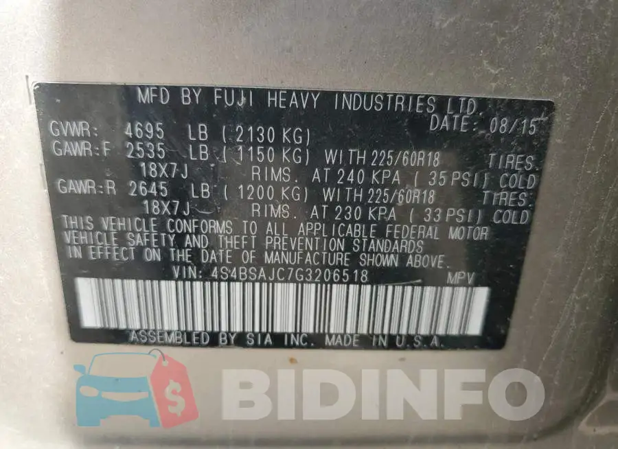 4S4BSAJC7G3206518 Photo# 12