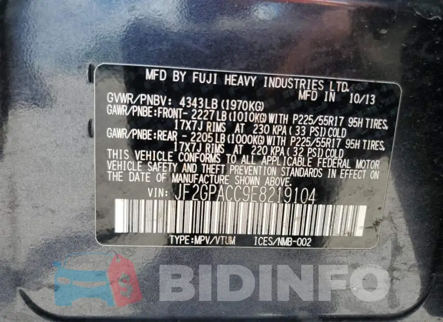 JF2GPACC9E8219104 Photo# 14