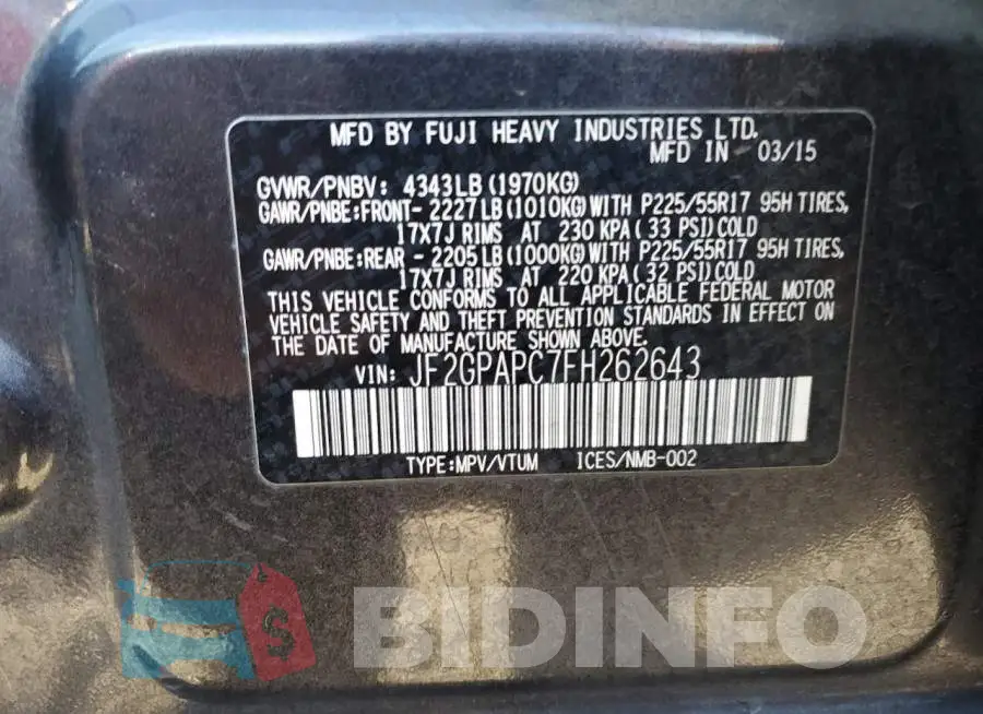 JF2GPAPC7FH262643 Photo# 12