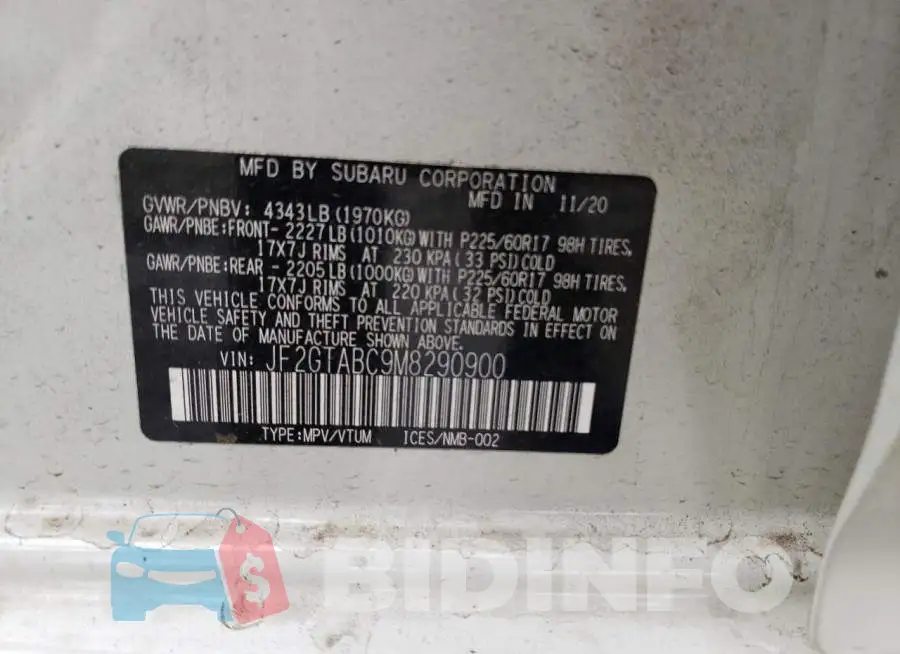 JF2GTABC9M8290900 Photo# 13