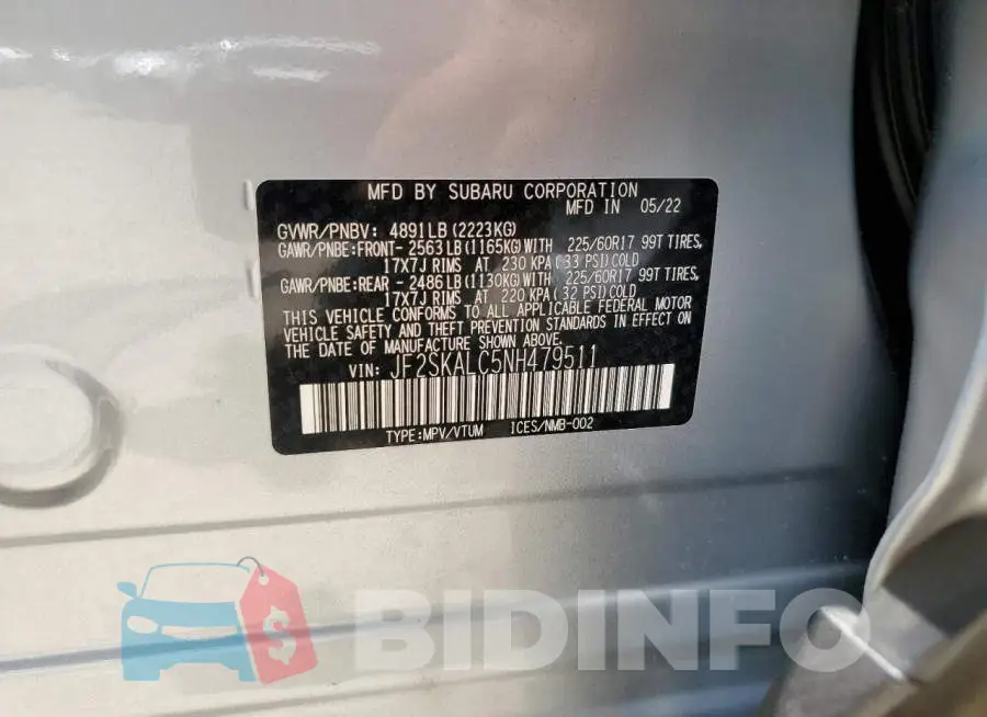 JF2SKALC5NH479511 Photo# 12