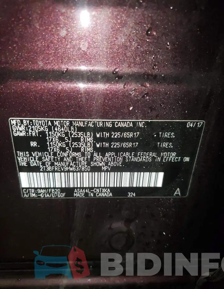 2T3BFREV9HW637850 Photo# 13