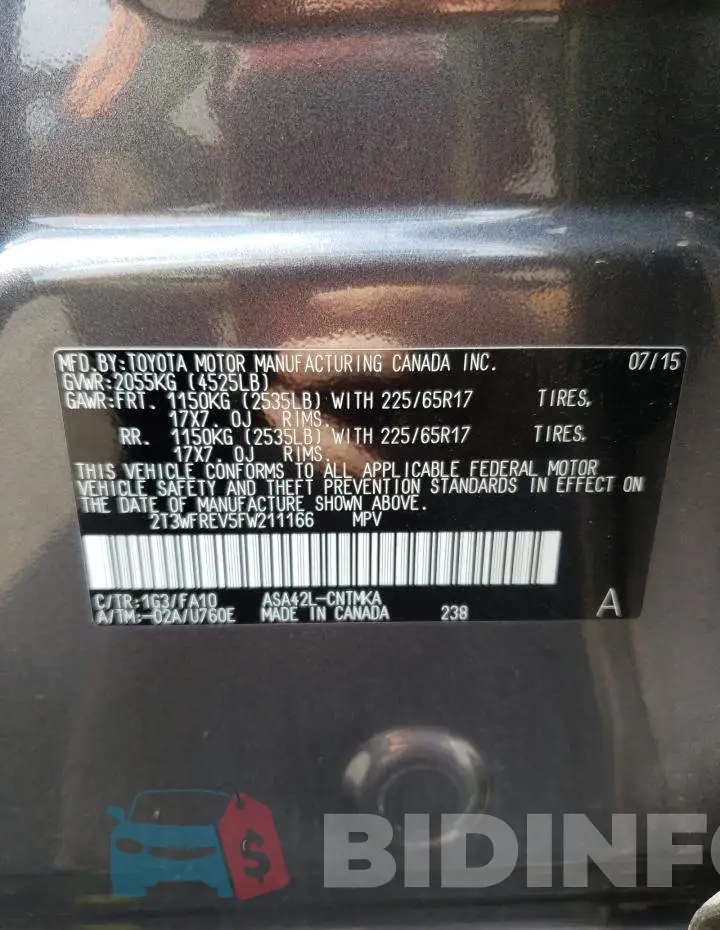 2T3WFREV5FW211166 Photo# 13