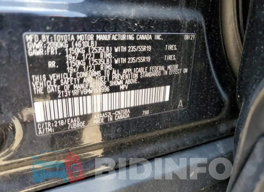 2T3Y1RFV6MW169996 Photo# 13