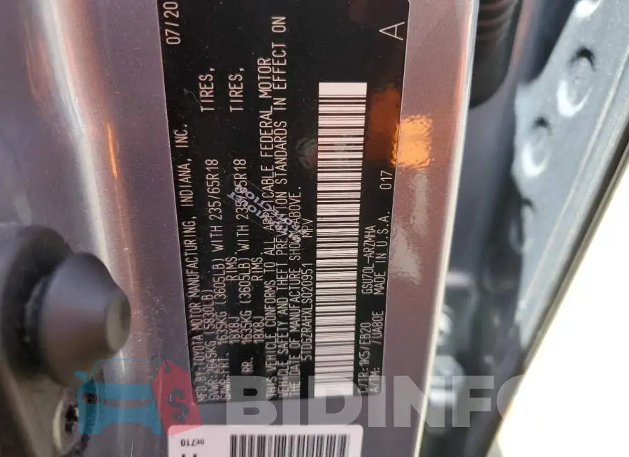 5TDGZRAHXLS020951 Photo# 14