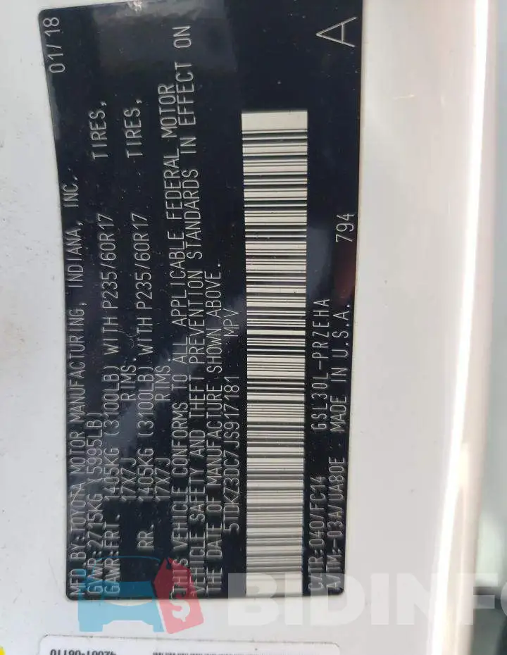 5TDKZ3DC7JS917181 Photo# 14