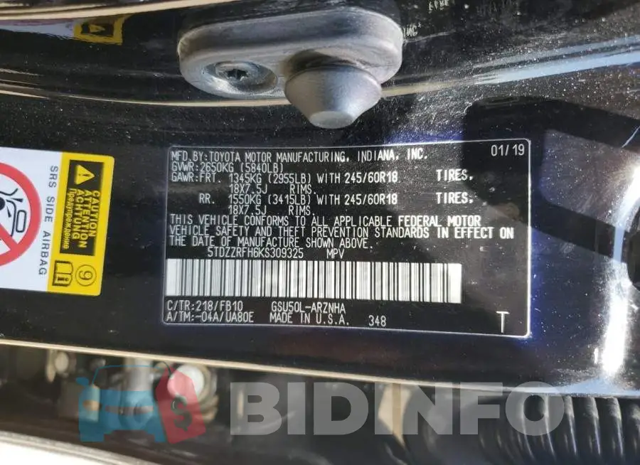 5TDZZRFH6KS309325 Photo# 13