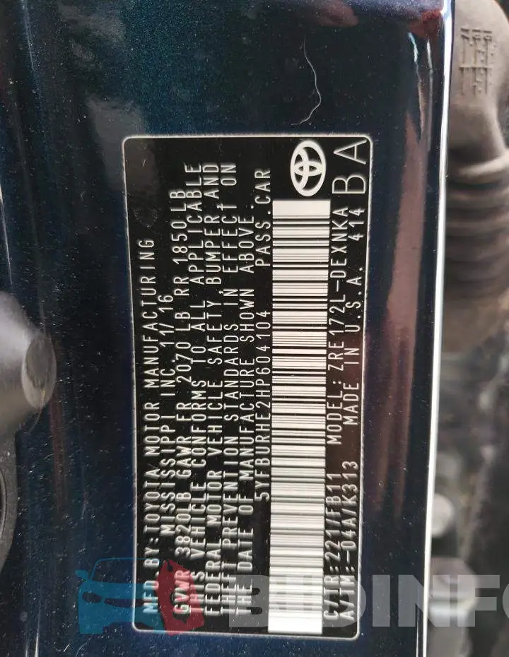 5YFBURHE2HP604104 Photo# 12