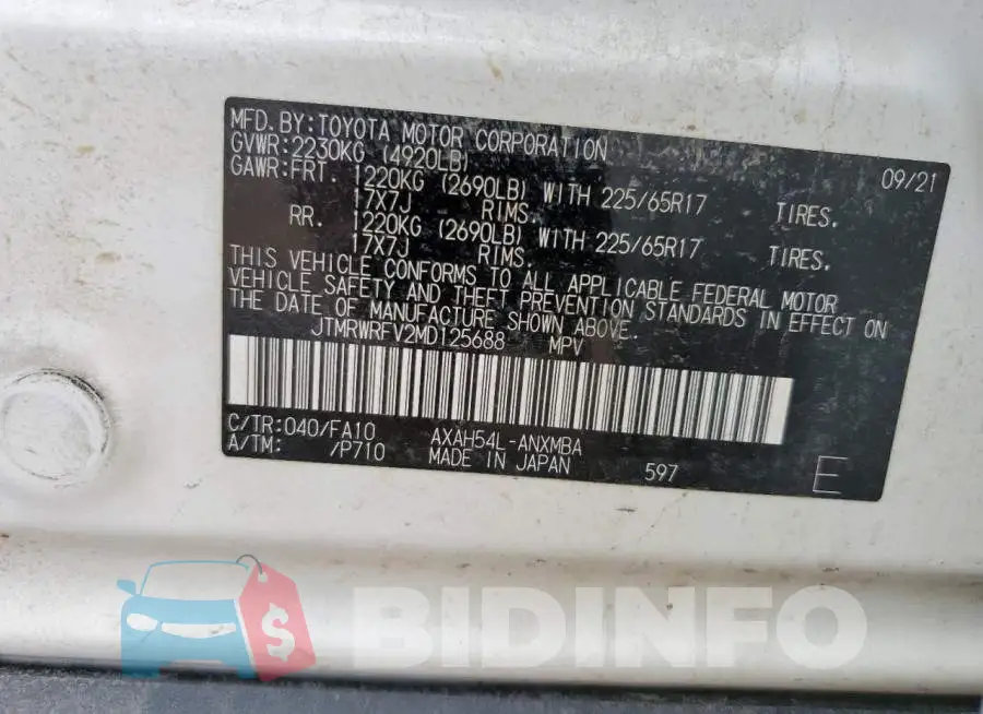 JTMRWRFV2MD125688 Photo# 13