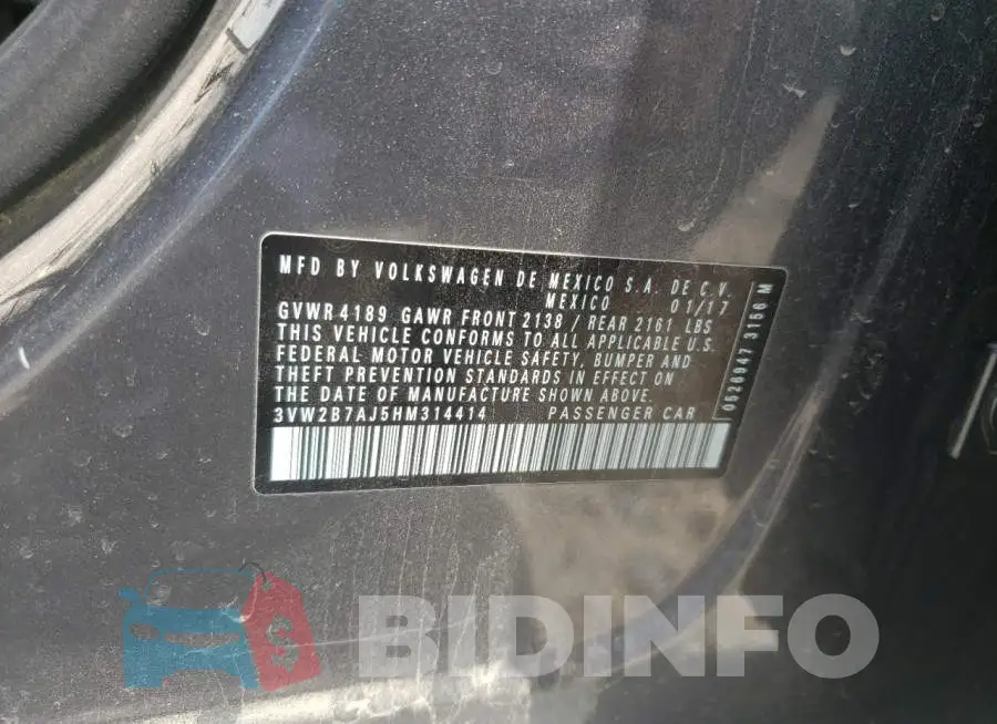 3VW2B7AJ5HM314414 Photo# 12