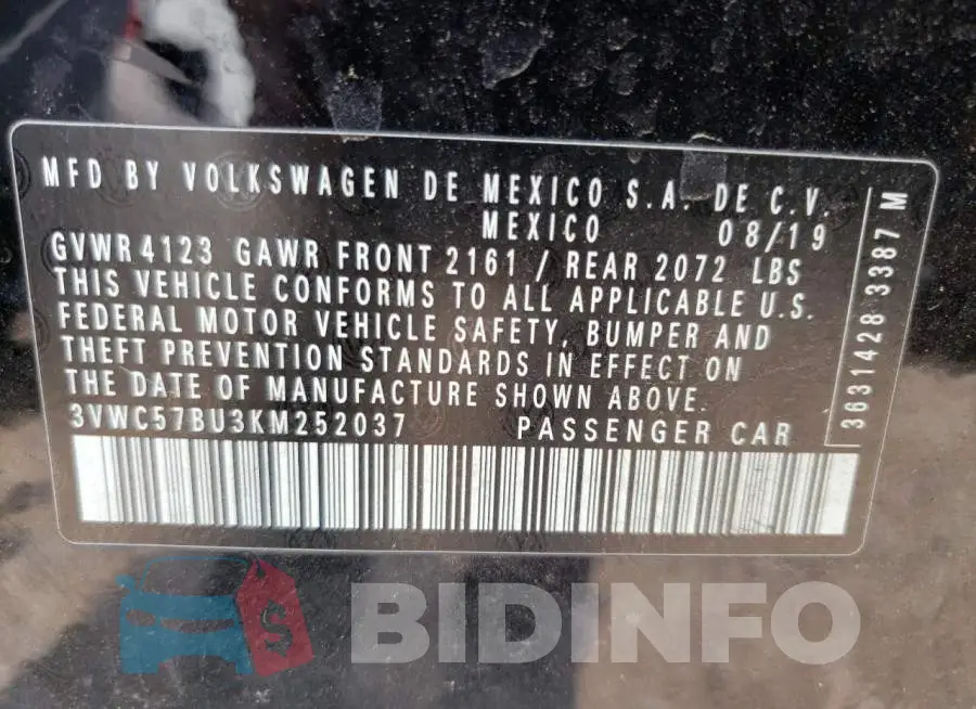 3VWC57BU3KM252037 Photo# 13