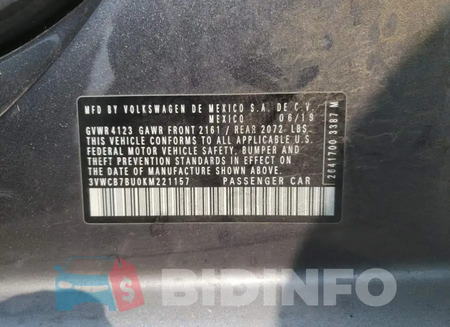 3VWCB7BU0KM221157 Photo# 12