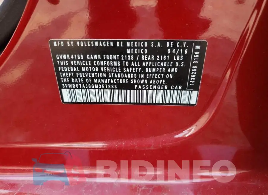3VWD67AJ8GM357883 Photo# 13