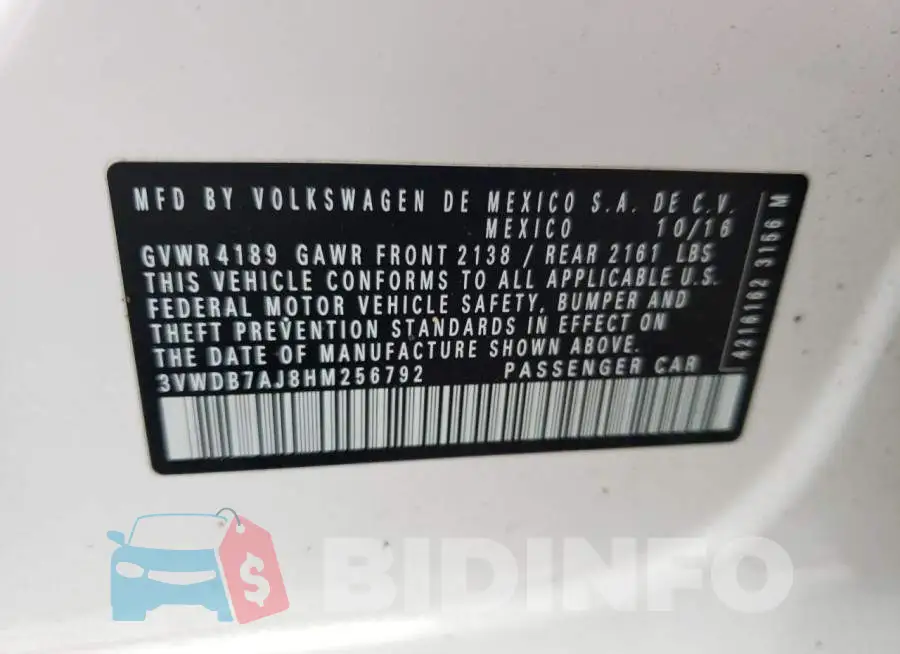 3VWDB7AJ8HM256792 Photo# 12