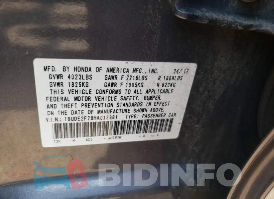 19UDE2F78HA013881 Photo# 12