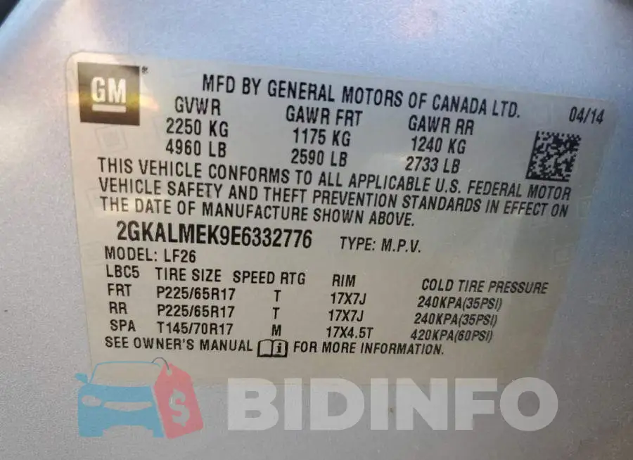 2GKALMEK9E6332776 Photo# 13