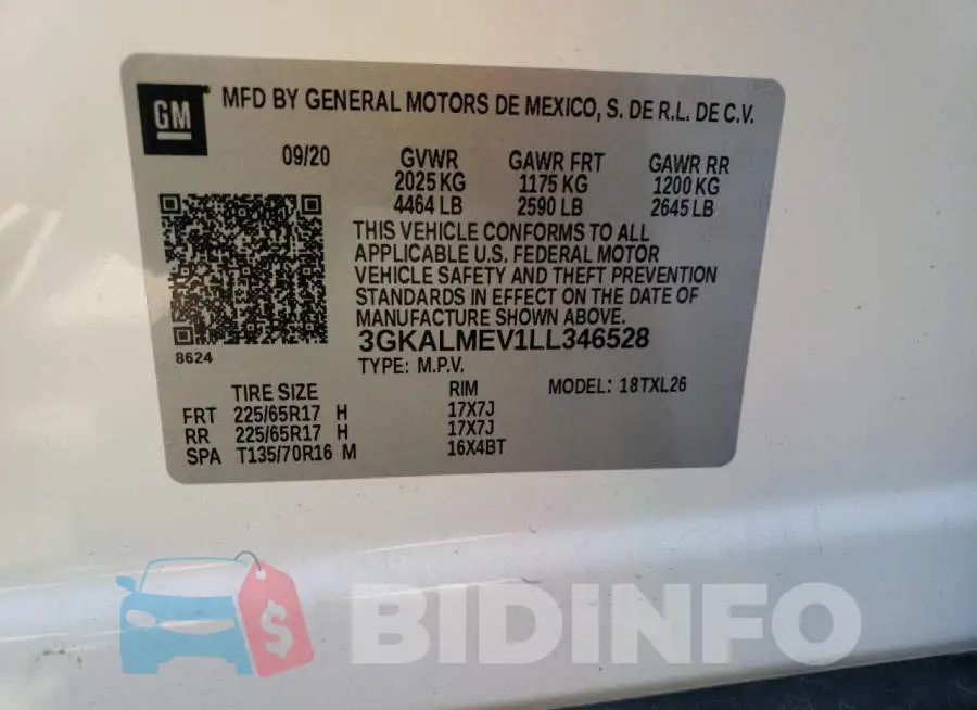 3GKALMEV1LL346528 Photo# 13