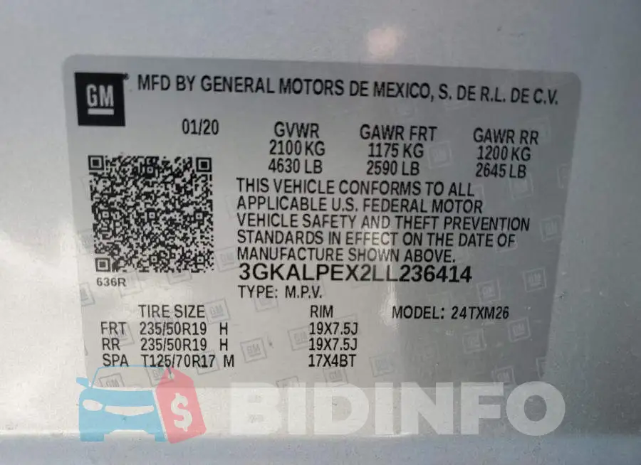 3GKALPEX2LL236414 Photo# 12
