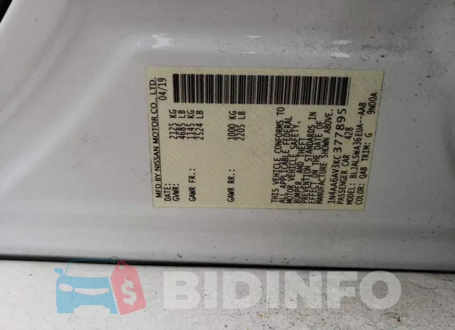 1N4AA6AV3KC377895 Photo# 12