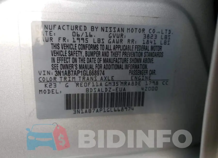 3N1AB7AP1GL668974 Photo# 12