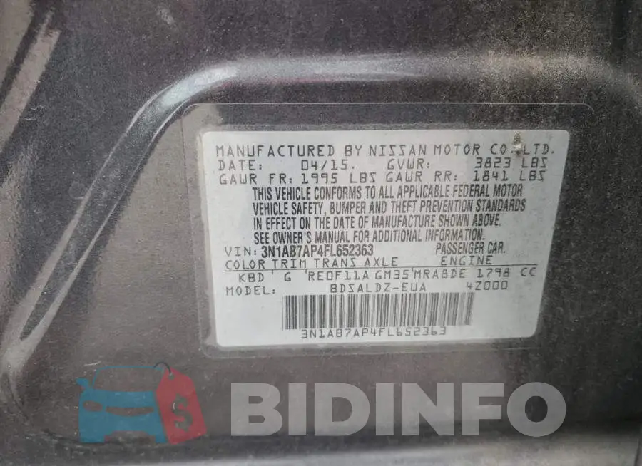 3N1AB7AP4FL652363 Photo# 12