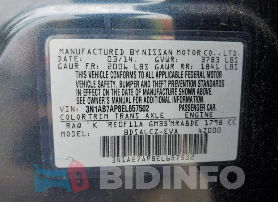 3N1AB7AP8EL657502 Photo# 12