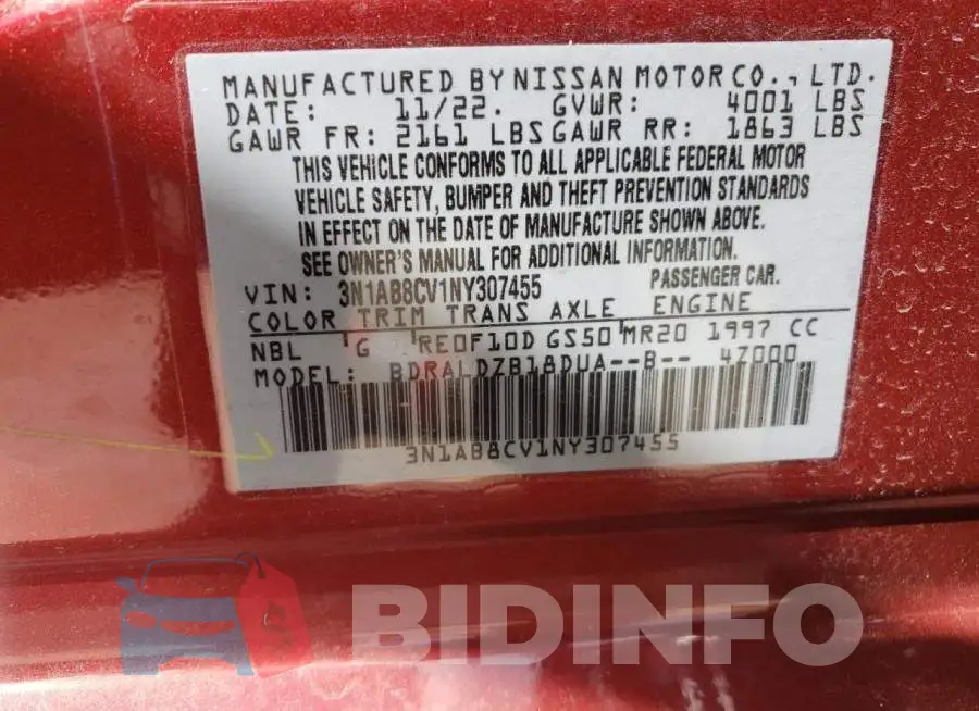 3N1AB8CV1NY307455 Photo# 13