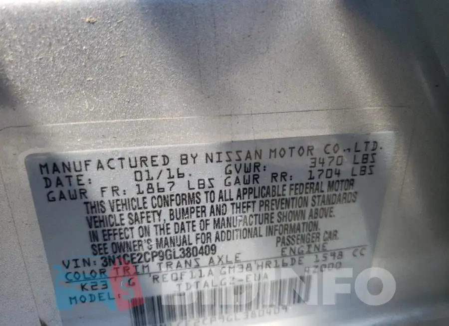 3N1CE2CP9GL380409 Photo# 13