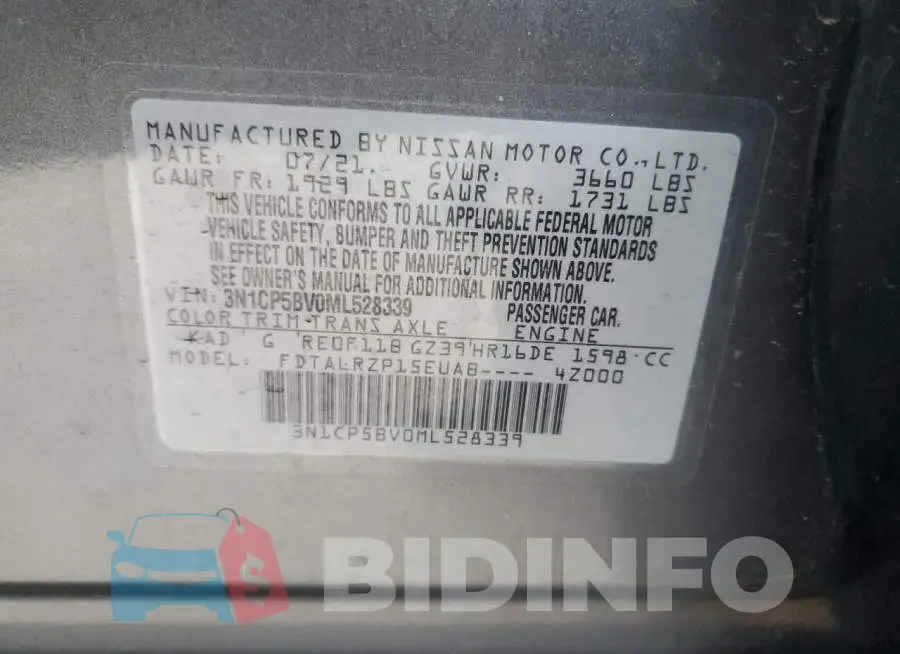 3N1CP5BV0ML528339 Photo# 12