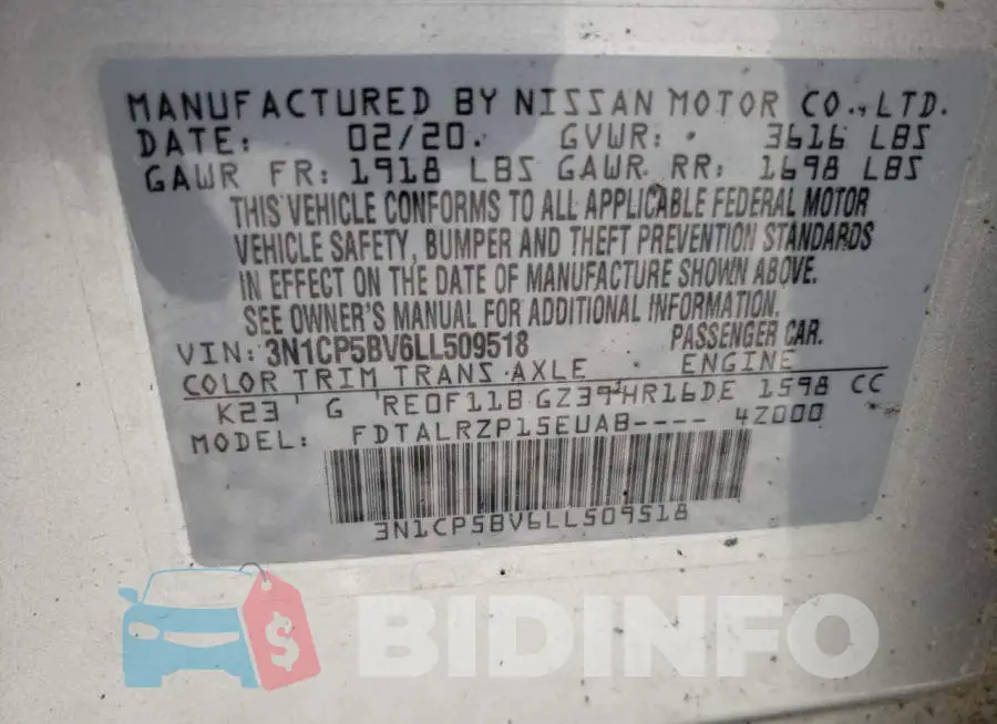 3N1CP5BV6LL509518 Photo# 13