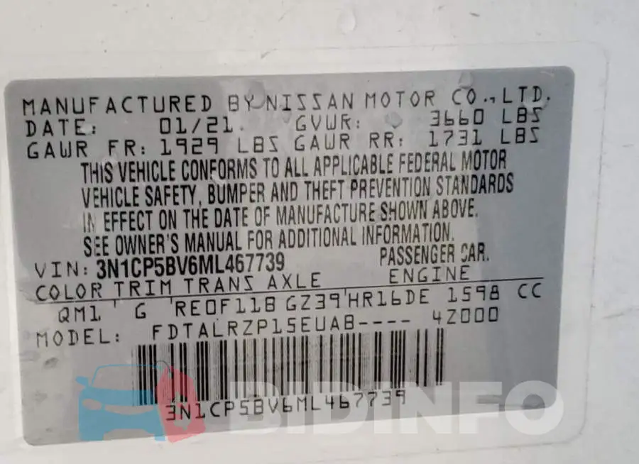 3N1CP5BV6ML467739 Photo# 13