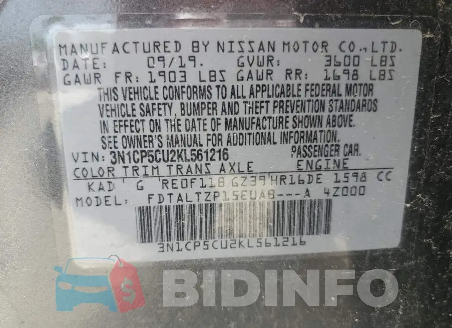 3N1CP5CU2KL561216 Photo# 12