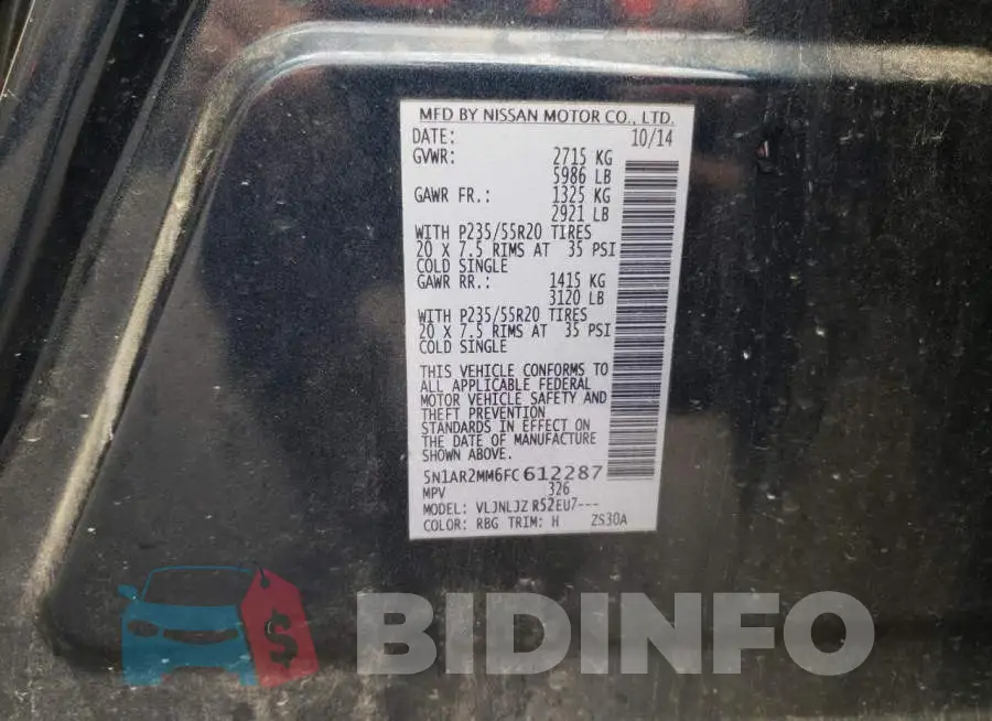 5N1AR2MM6FC612287 Photo# 13