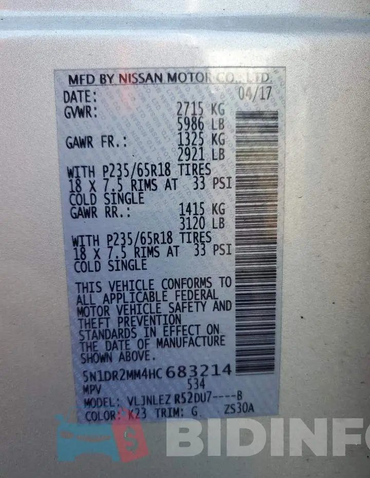 5N1DR2MM4HC683214 Photo# 14