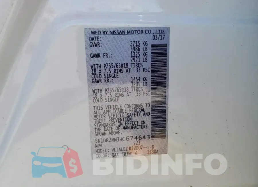 5N1DR2MN3HC674643 Photo# 13