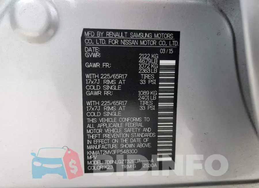 KNMAT2MV3FP548300 Photo# 13