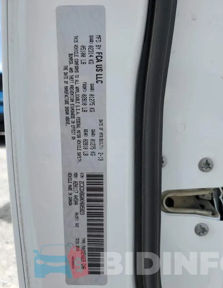 2C3CDXBG0KH605823 Photo# 12