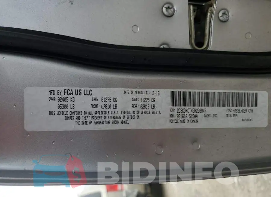 2C3CDXCTXGH226847 Photo# 13