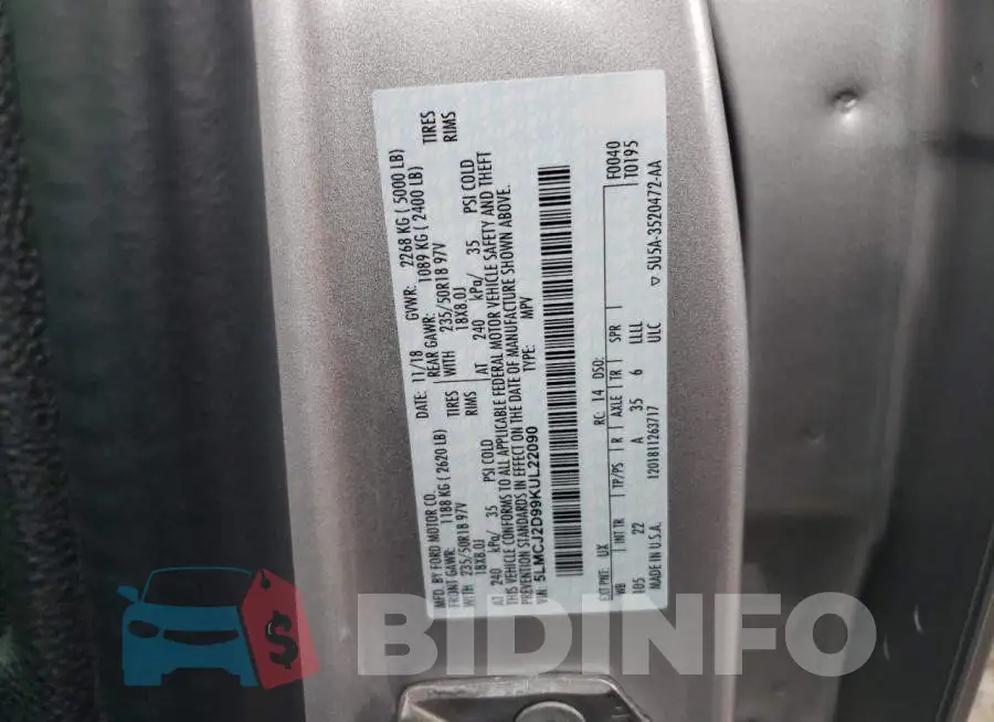 5LMCJ2D99KUL22090 Photo# 14