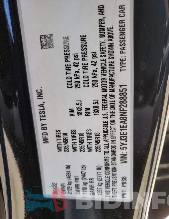 5YJ3E1EA8NF288851 Photo# 12