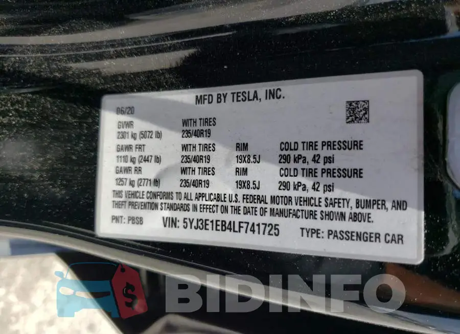 5YJ3E1EB4LF741725 Photo# 13