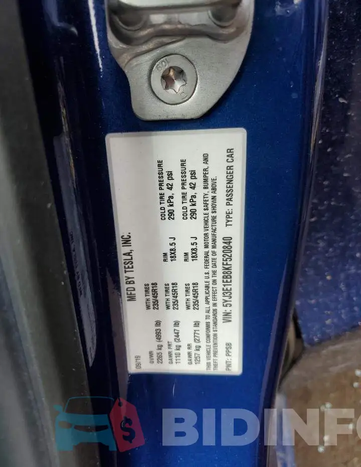 5YJ3E1EB8KF520840 Photo# 12